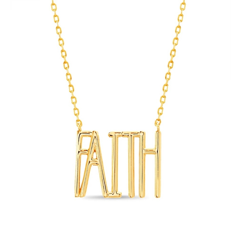 Rae Dunn Faith Necklace Gold